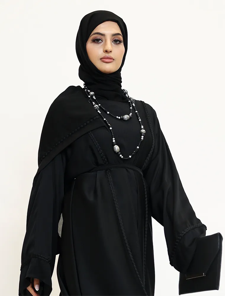 2 Piece Black Kyra Abaya (ZA540) - Image 2