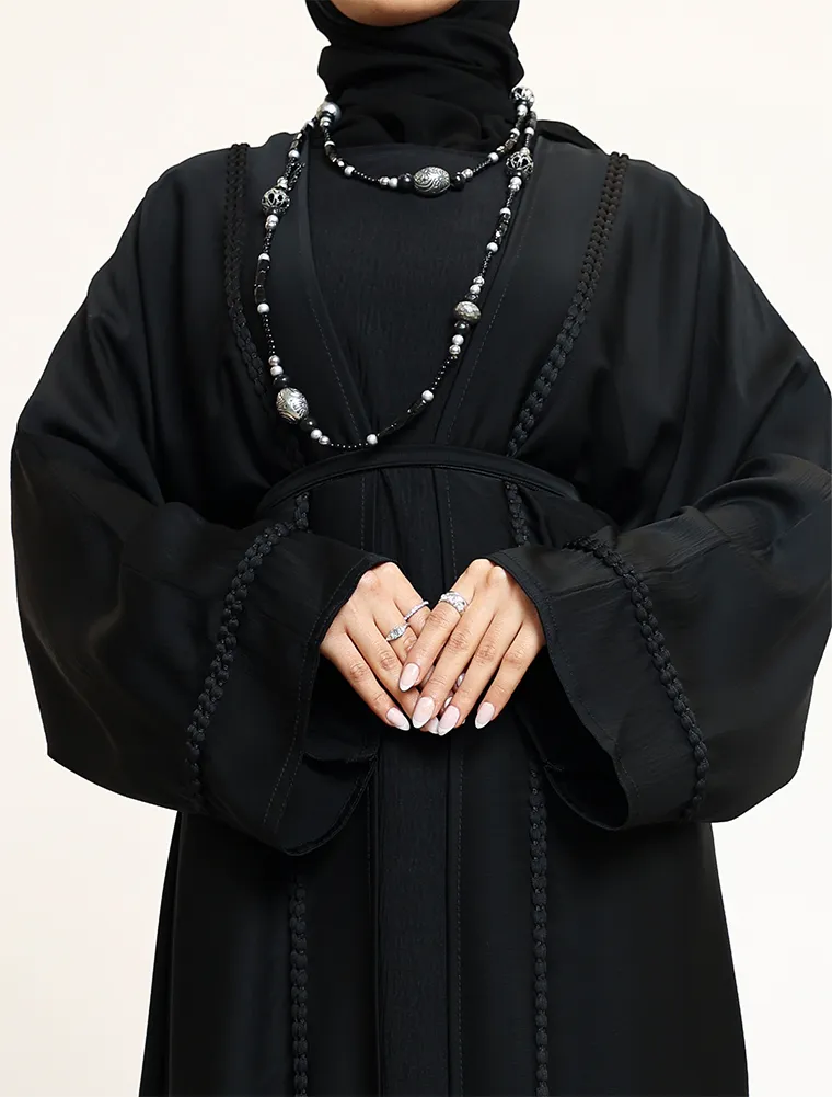 2 Piece Black Kyra Abaya (ZA540) - Image 3