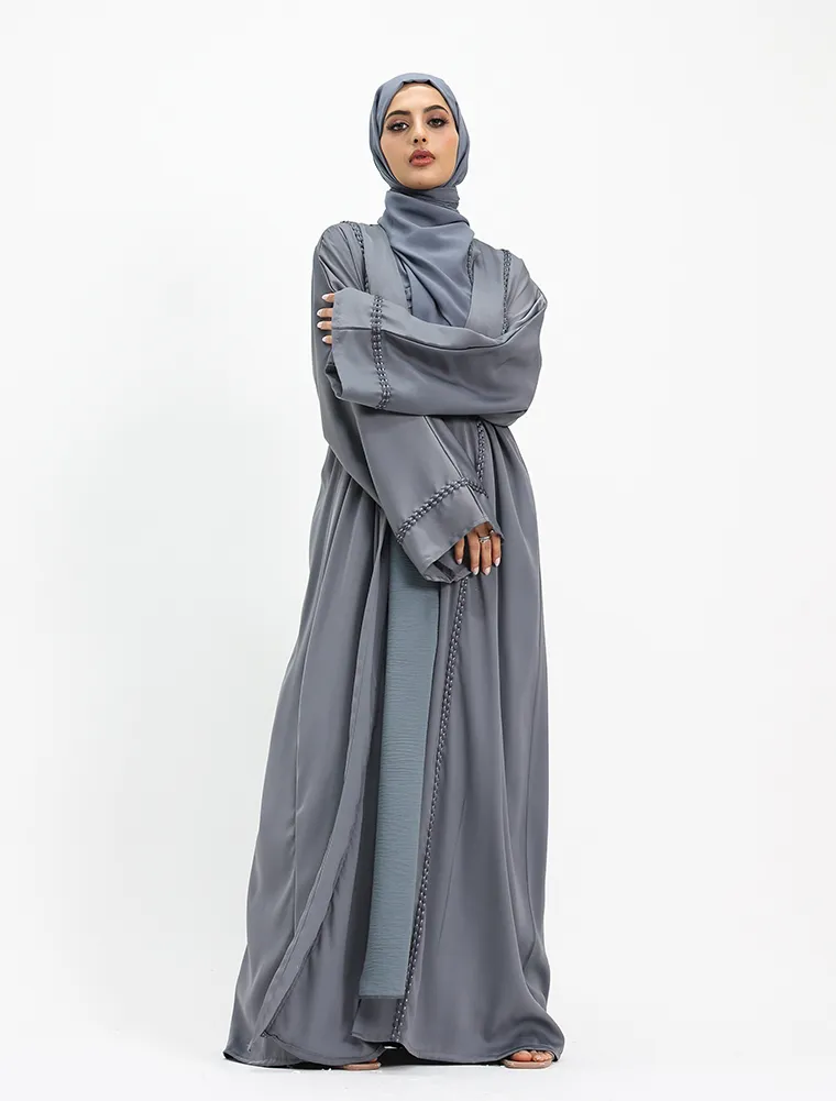 2 Piece Grey Kyra Abaya (ZA540)