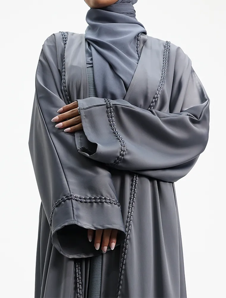 2 Piece Grey Kyra Abaya (ZA540) - Image 3