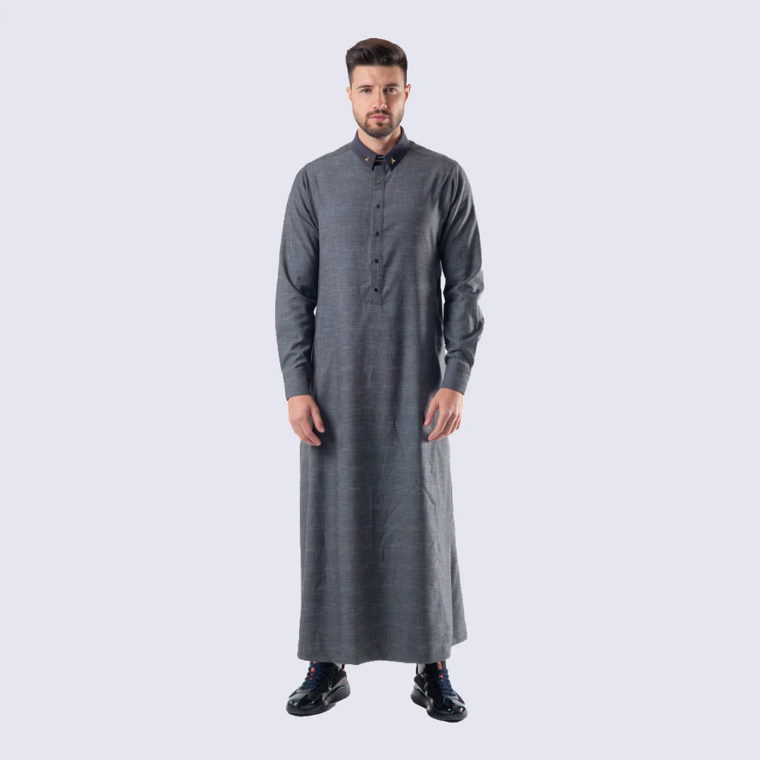 Luxury Grey Thobe & Jubba – Al Ameer - Image 2