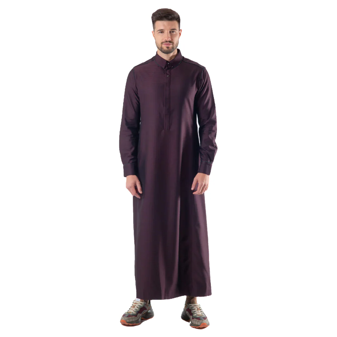Luxury Maroon Thobe & Jubba with Printed Cuffs – Al Ameer - Image 3
