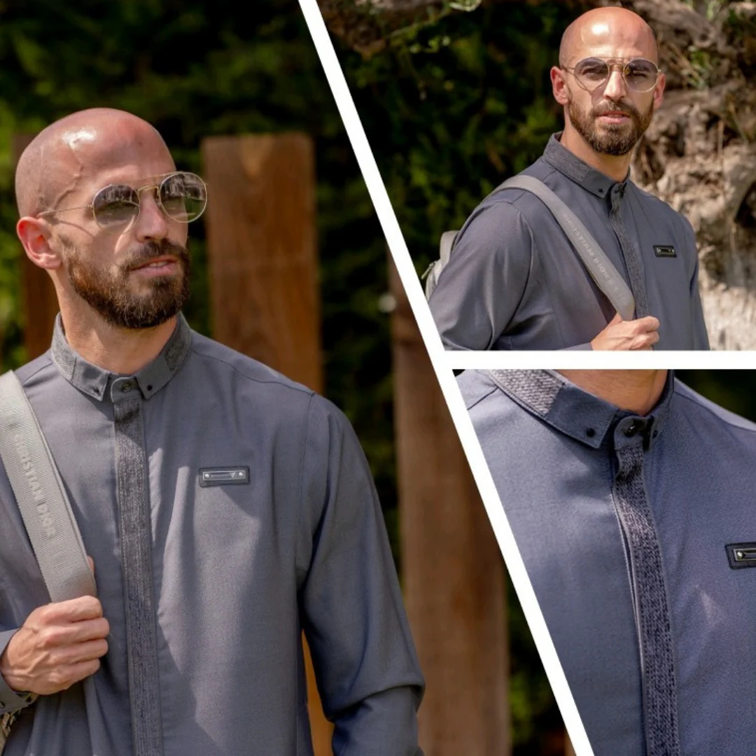 Luxury Grey Thobe & Jubba – Al Ameer - Image 2