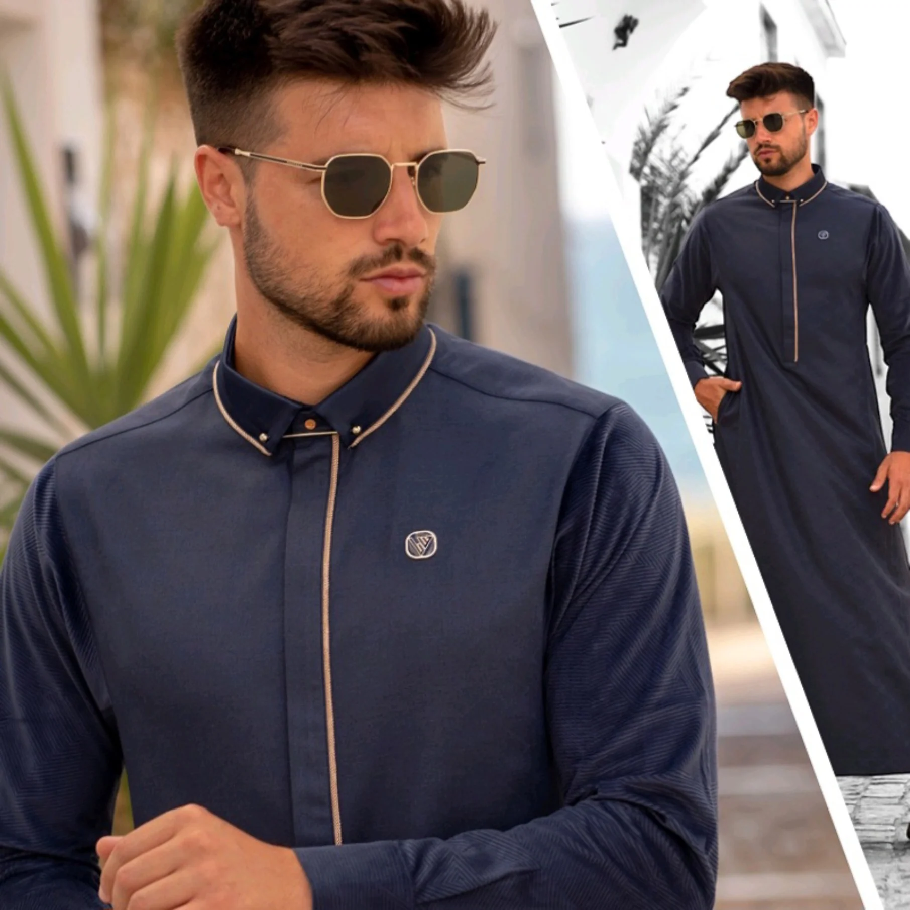 Luxury Dark Blue Thobe & Jubba – Al Ameer - Image 2