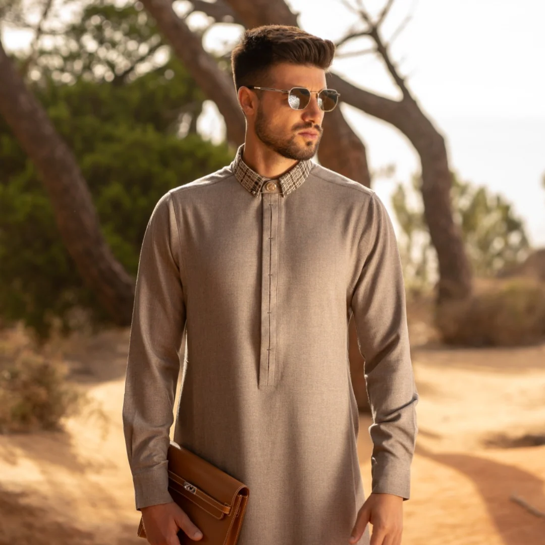 Luxury Grey Thobe & Jubba – Al Ameer