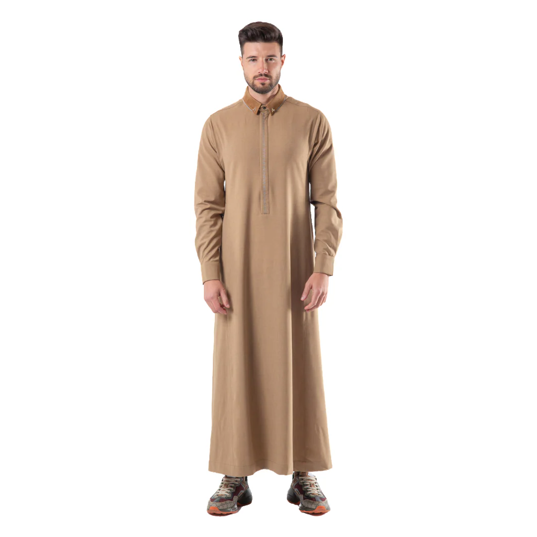 Luxury Beige Thobe & Jubba with Printed Cuffs – Al Ameer - Image 3