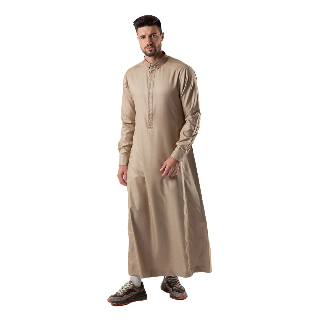 Luxury Organic Cotton Thobe & Jubba with Printed Cuffs – Al Ameer - Image 2