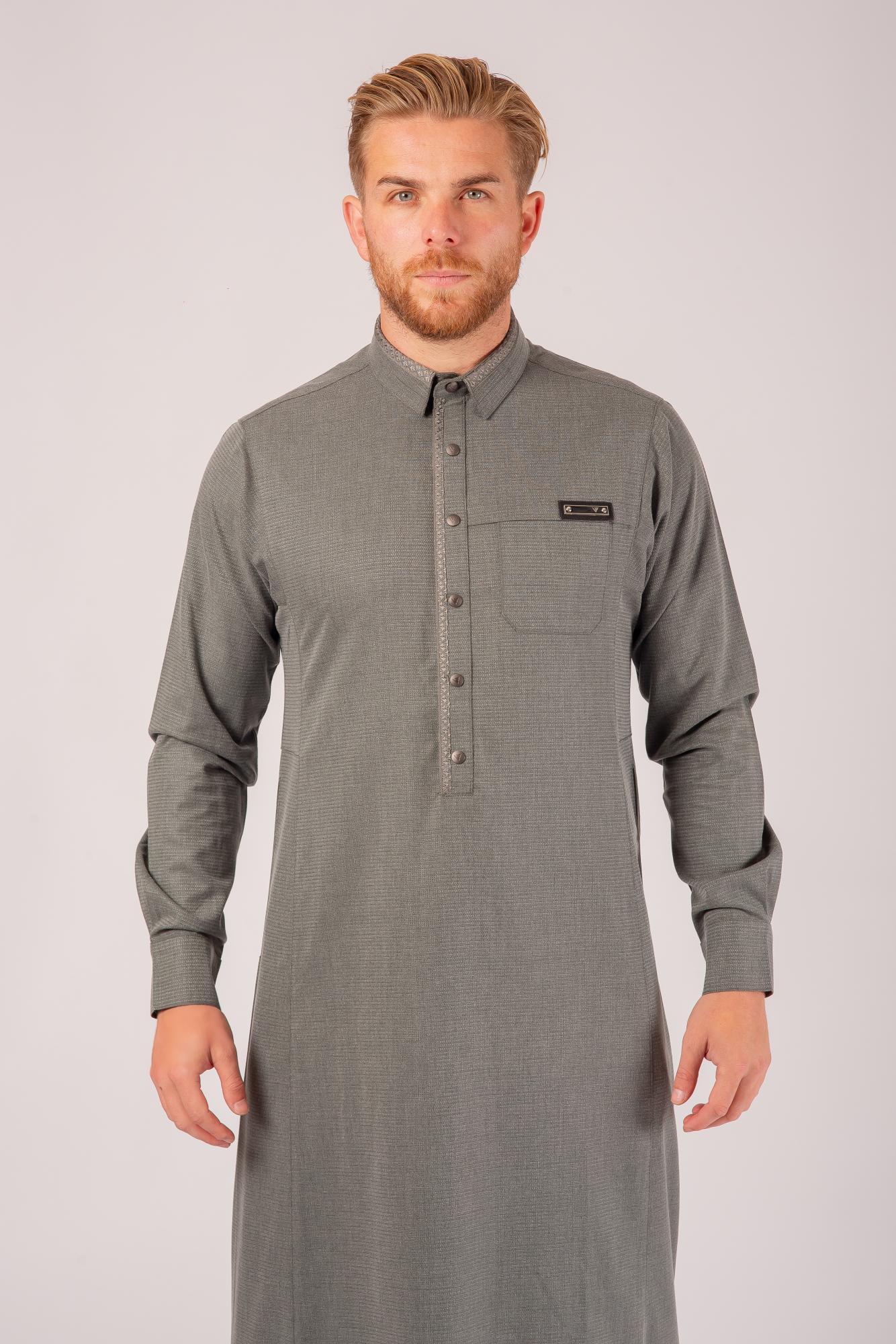 Luxury Grey Thobe & Jubba with Minimalist Design – Al Ameer