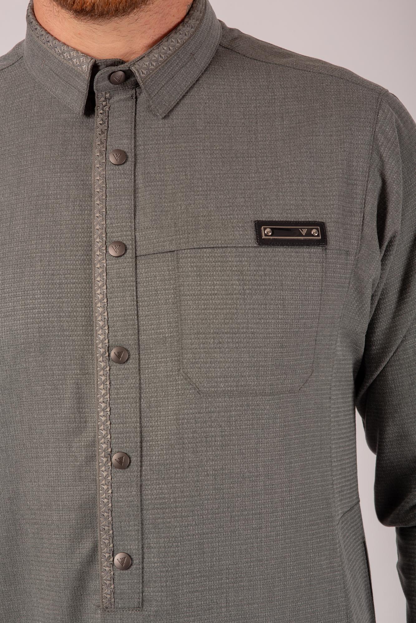 Luxury Grey Thobe & Jubba with Minimalist Design – Al Ameer - Image 3