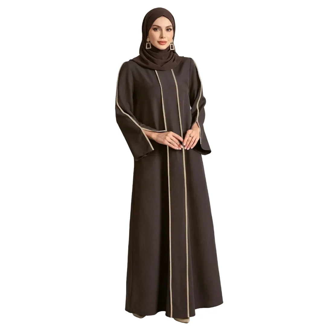 Arabian Brown V-Neck Abaya - One Size
