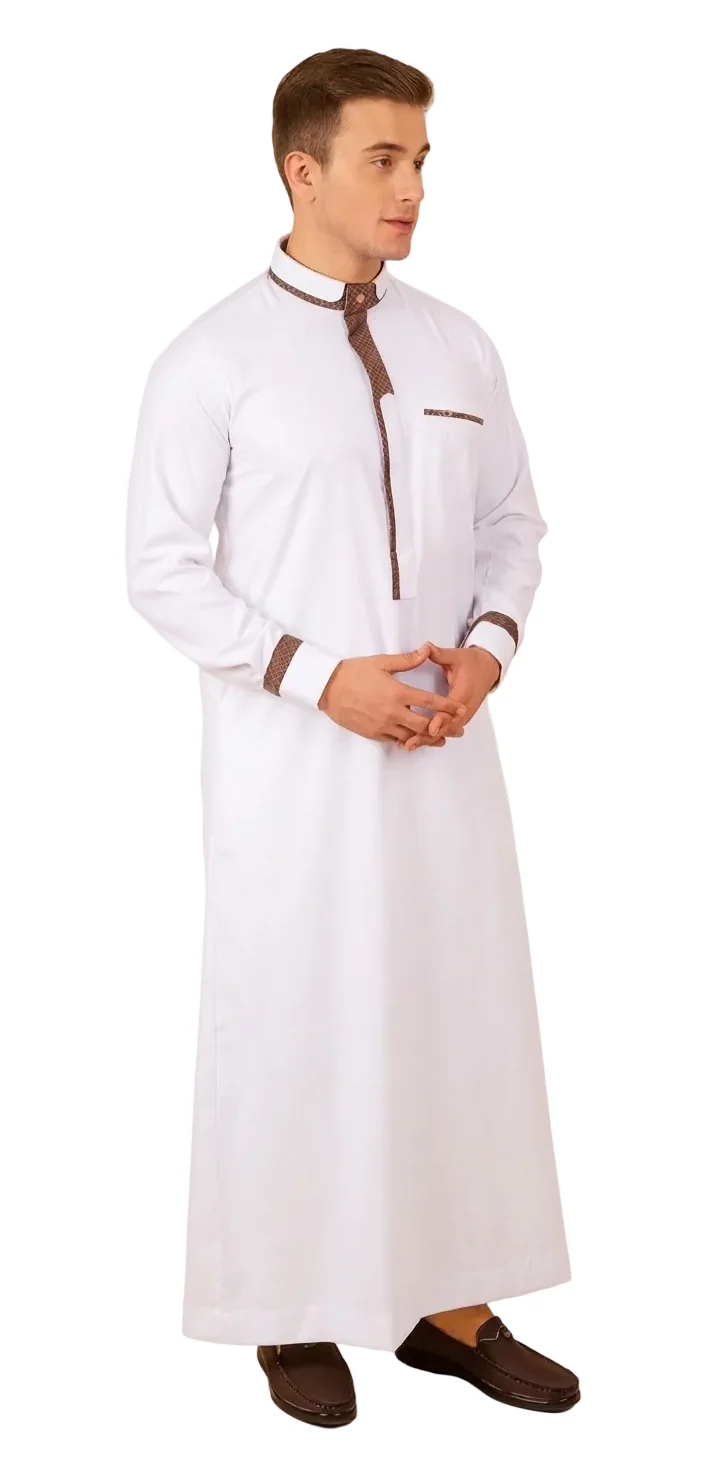 Designer White & Brown Contrast Jubba