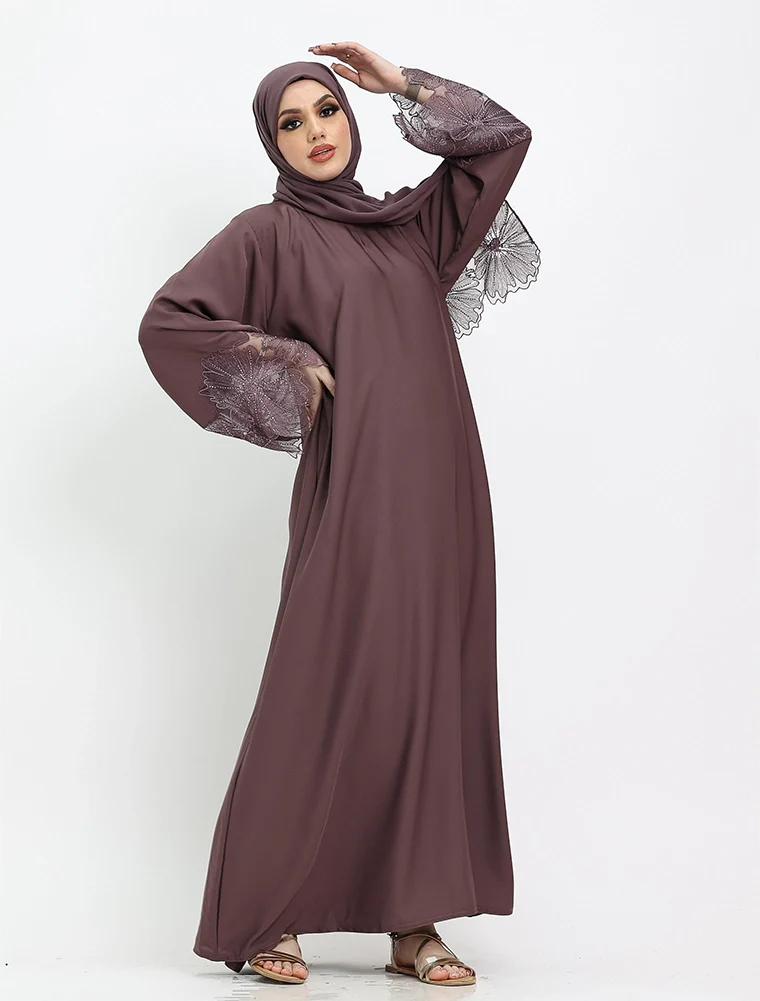Elegant Floral Sleeved Abaya (ZA521) - Image 4
