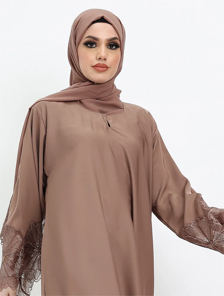 Elegant Floral Sleeved Abaya (ZA521) - Image 5