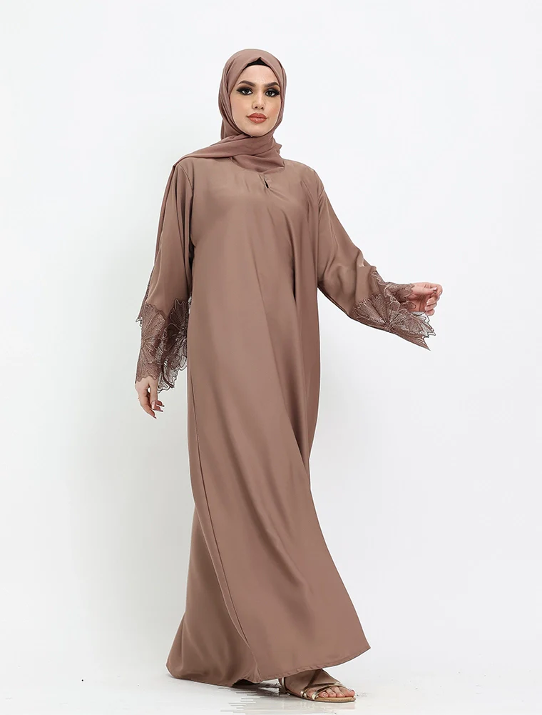 Elegant Floral Sleeved Abaya (ZA521) - Image 7