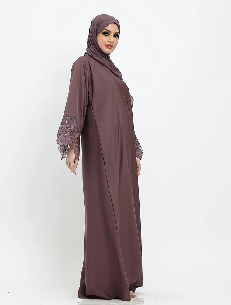 Elegant Floral Sleeved Abaya (ZA521) - Image 8