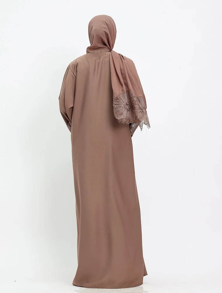 Elegant Floral Sleeved Abaya (ZA521) - Image 9