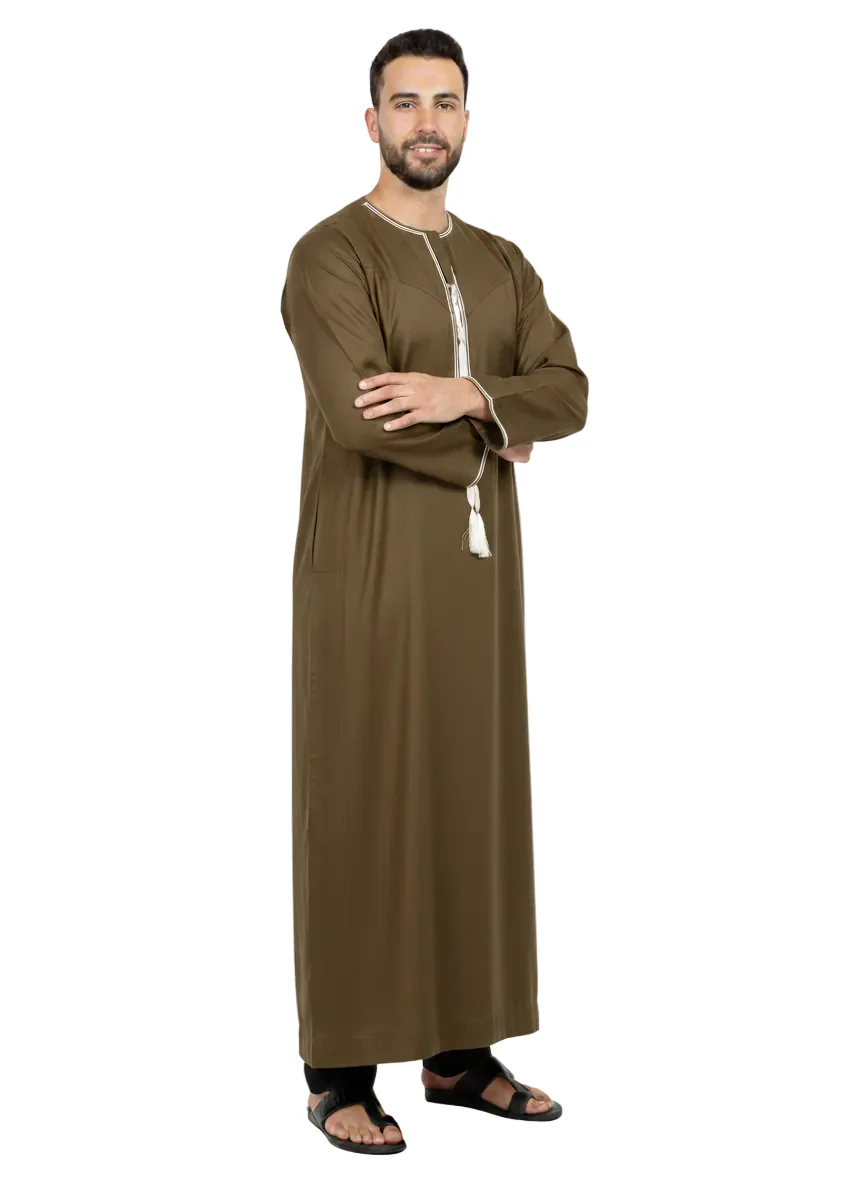 Emirati Tassel Jubba Khaki & White