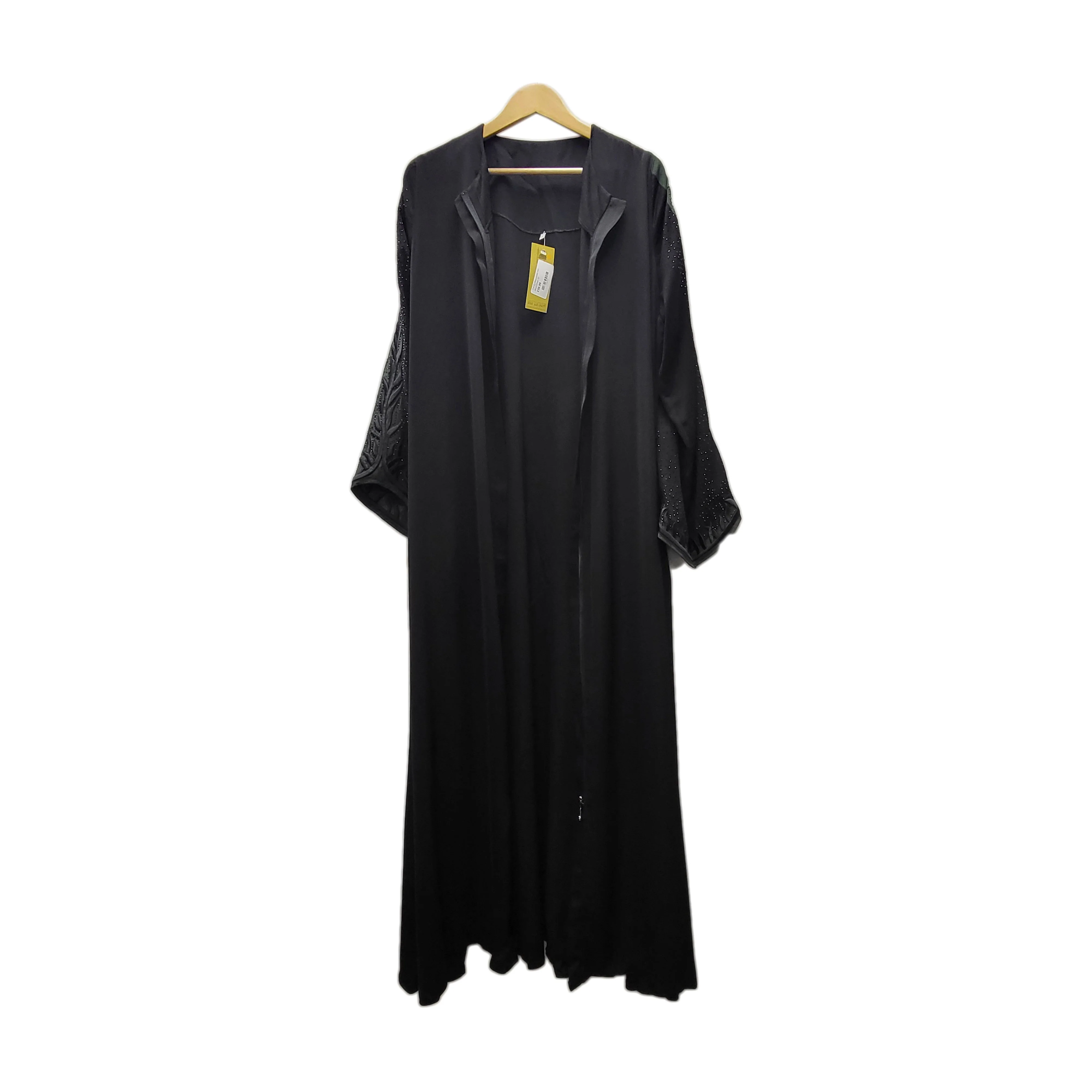 Full Zip Sequenced Arm Abaya Black/Green - Image 3