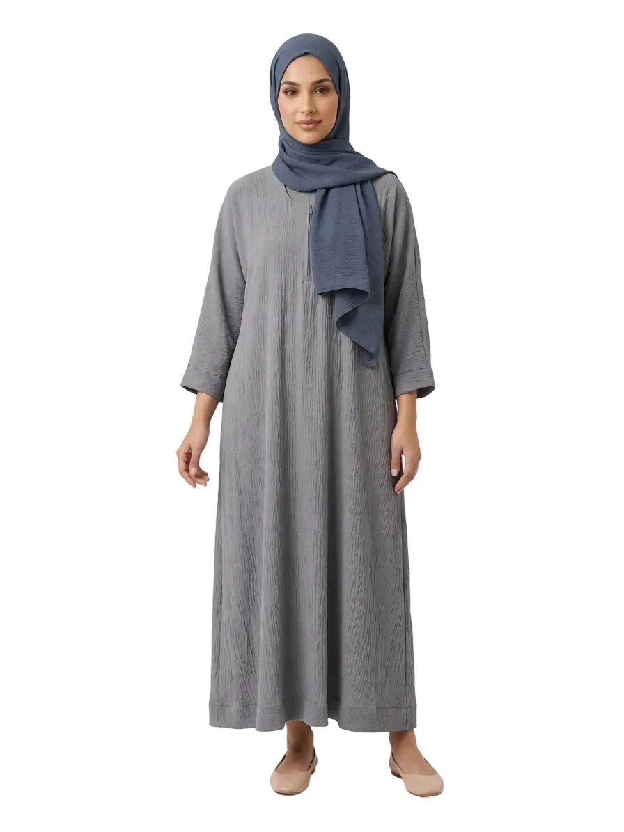 Kids Minimalist Crinkle Abaya (ZA1512K) - Image 3