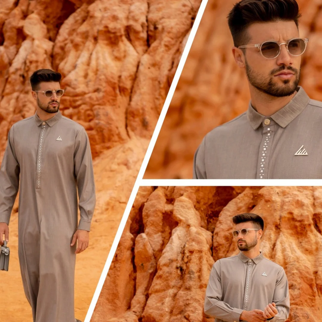 Luxury Grey Thobe & Jubba – Lawung - Image 2
