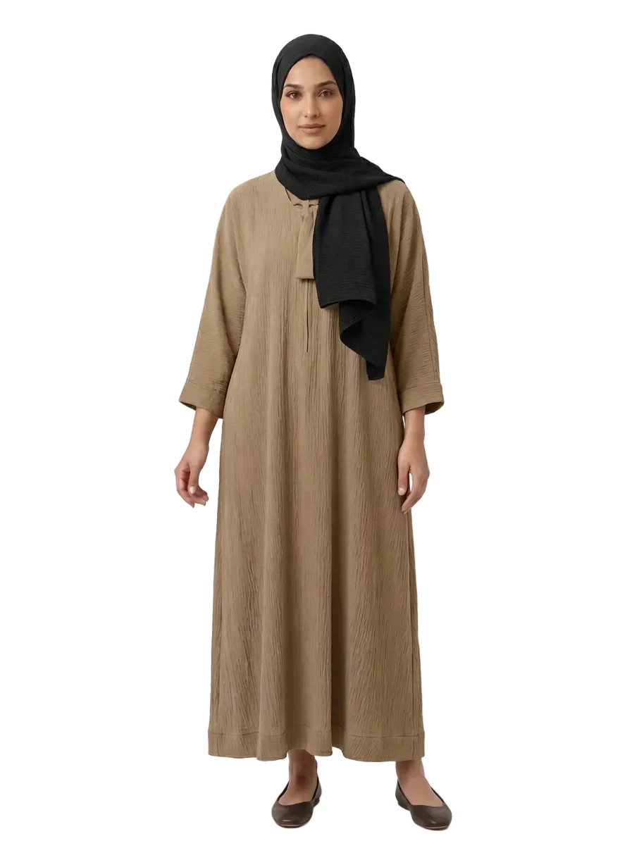 Minimalist Crinkle Abaya (ZA1512) - Image 2