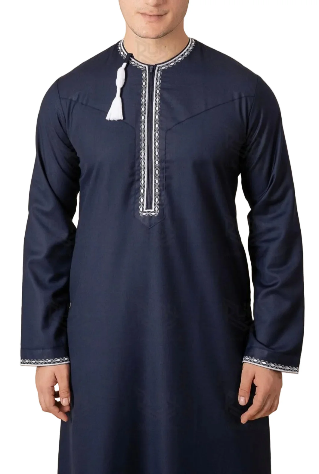Omani Tassel Jubba Navy & White - Image 2
