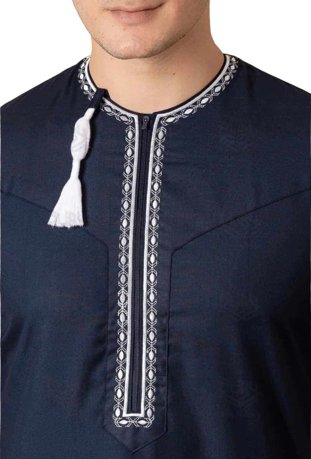 Omani Tassel Jubba Navy & White - Image 3