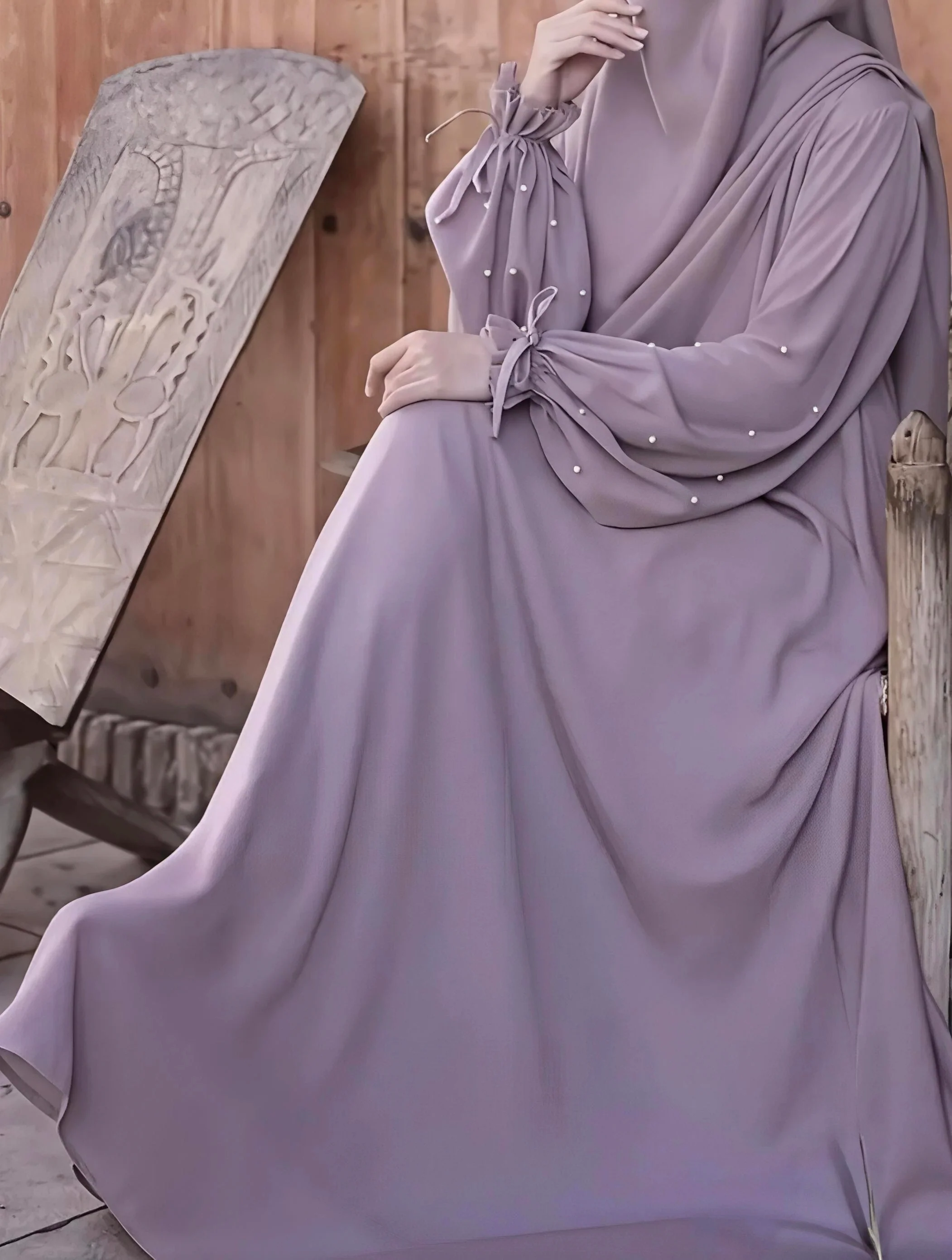 Pearl Purple Abaya 2 piece - One Size - Image 2