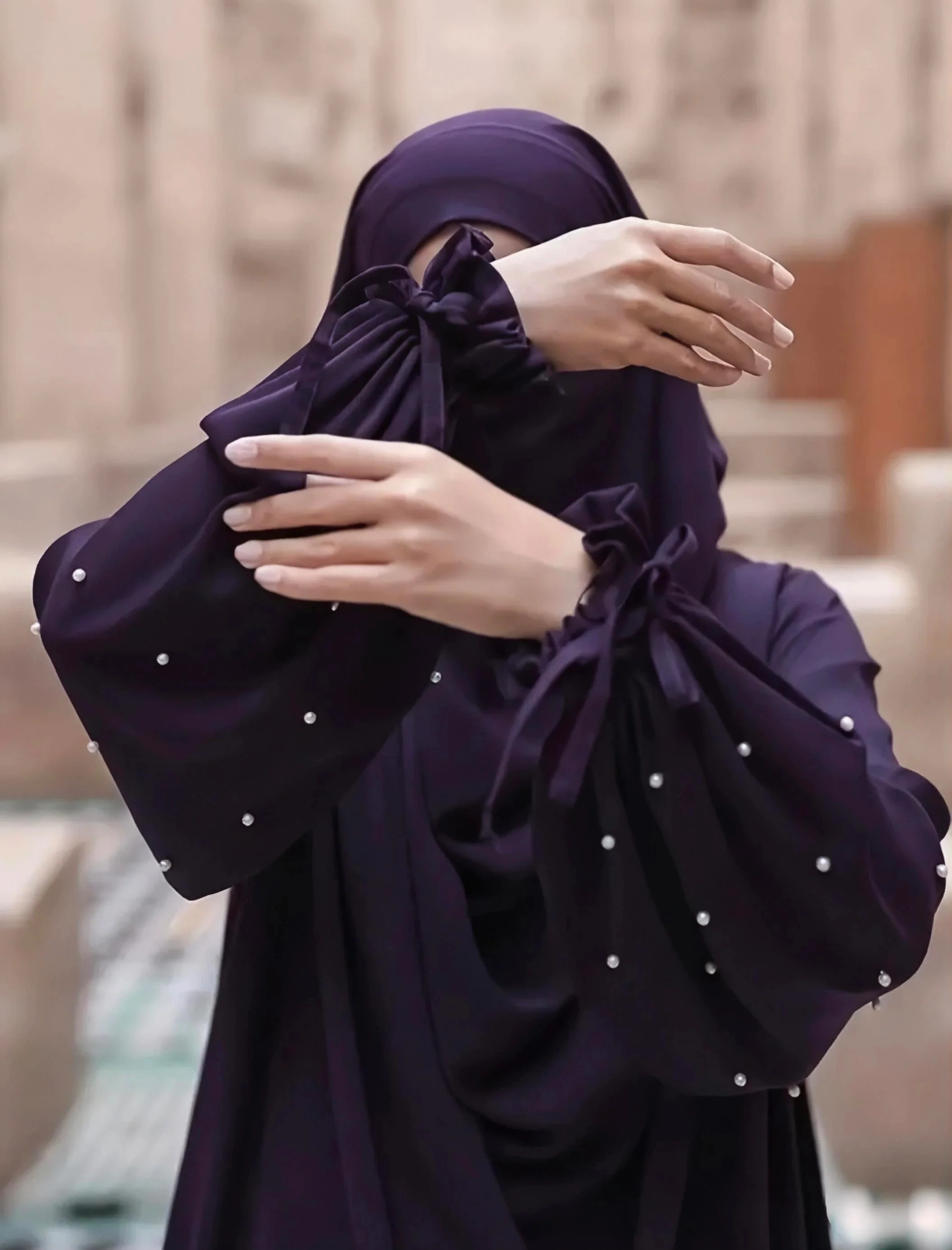 Pearl Violet Abaya 2 piece - One Size - Image 2