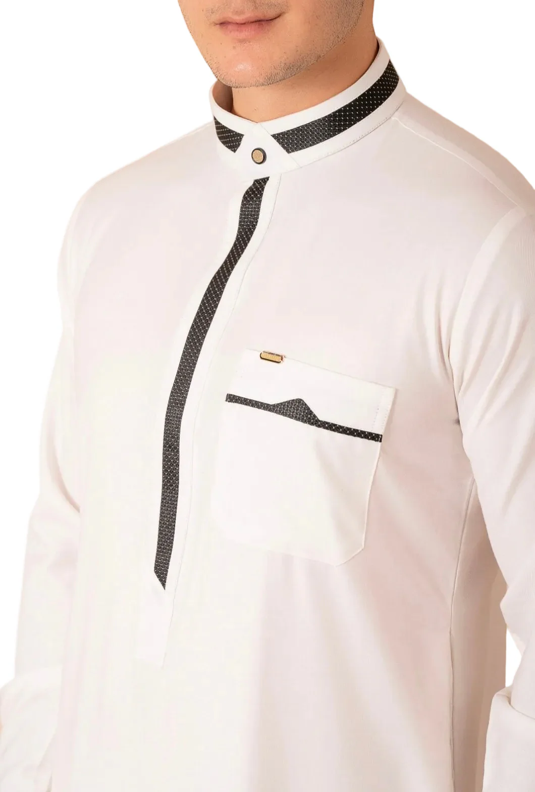 Premium White & Black Contrast Jubba - Image 2