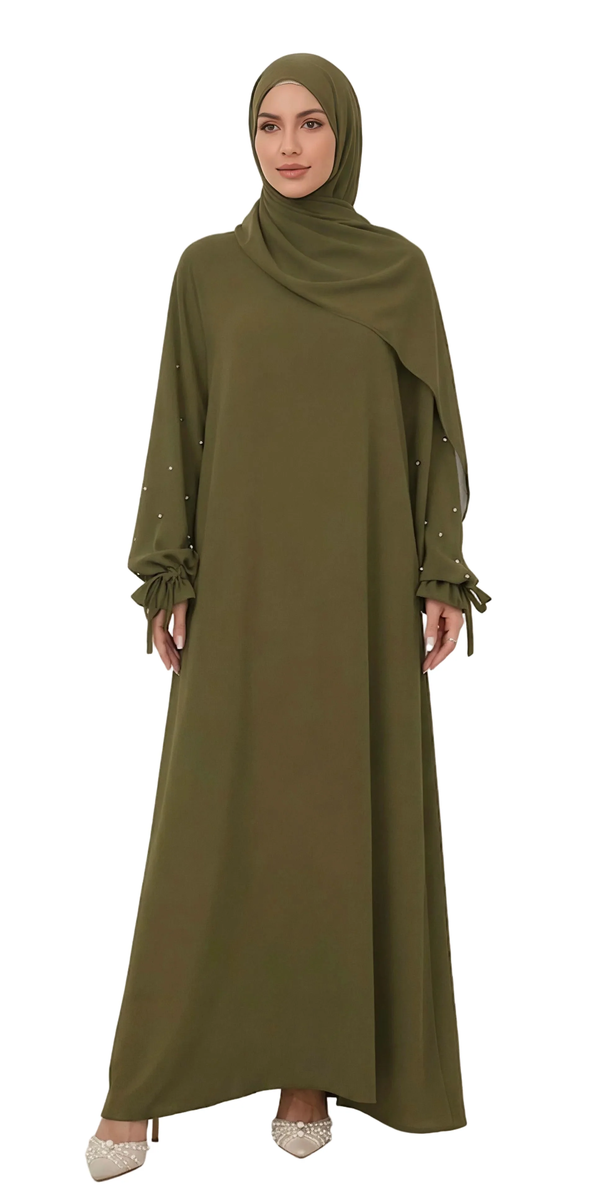 Rania Elegant Abaya Khaki Green - One Size