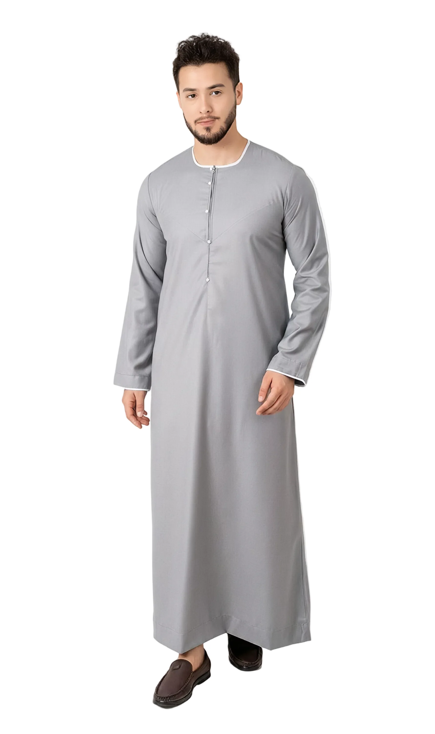 Roundneck Jubba Grey & White