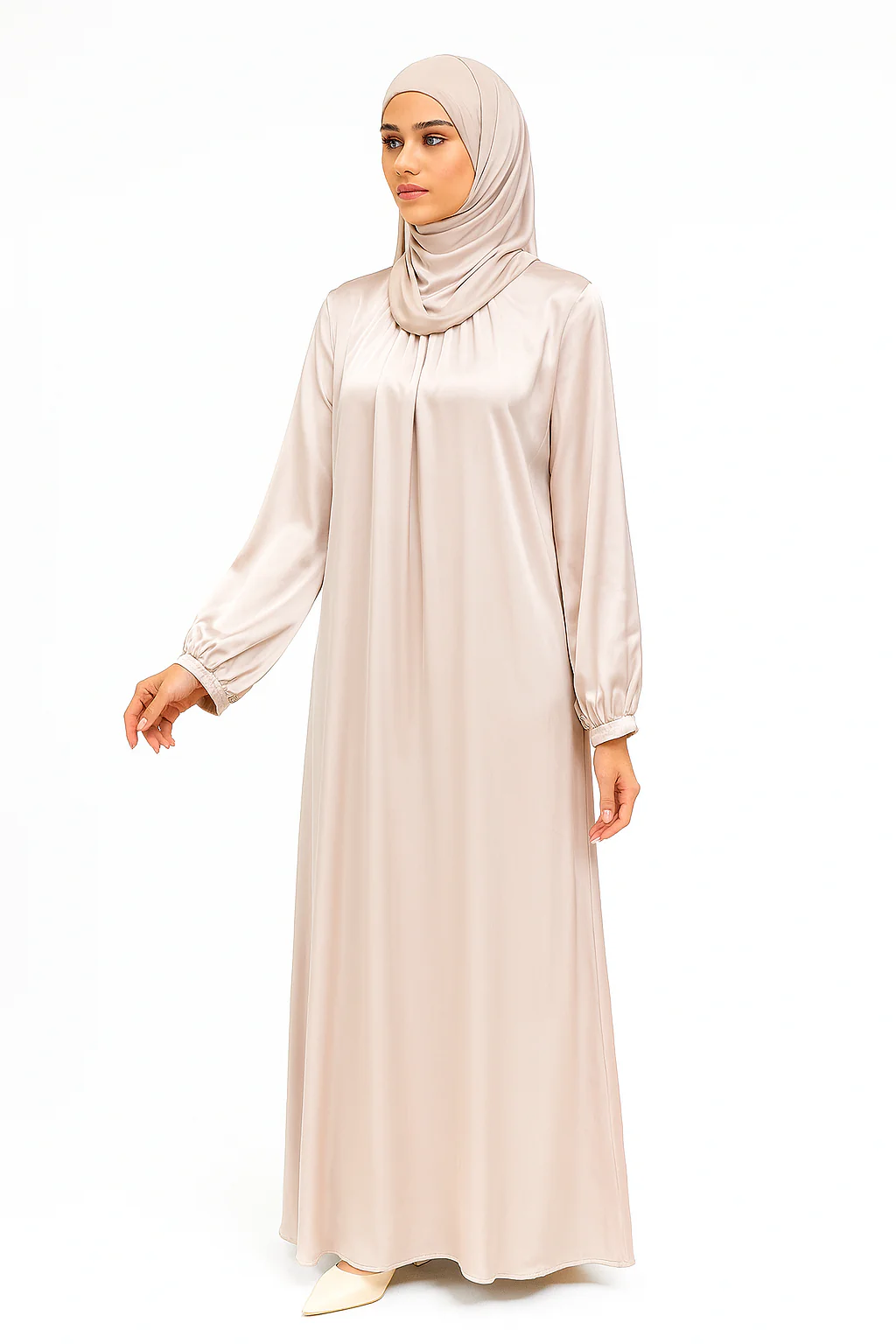 Satin Flowing Dress Abaya One Size