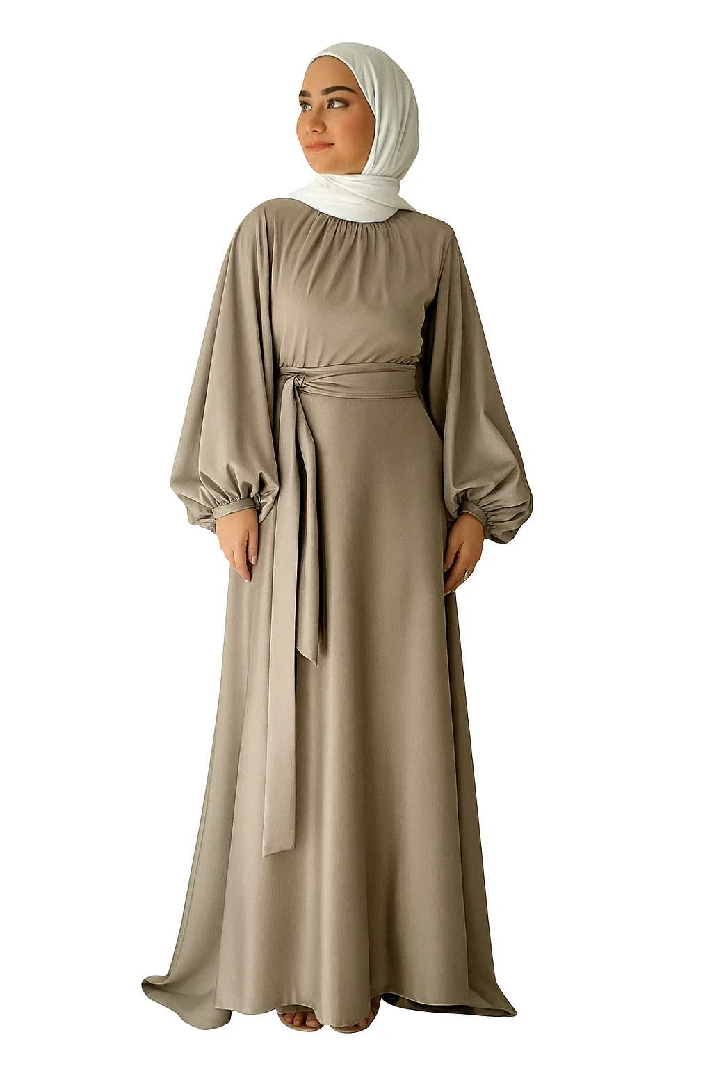 Satin Flowing Dress Abaya One Size - Image 4