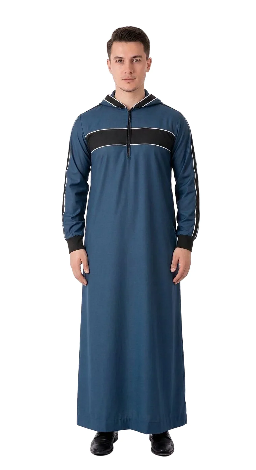 Two Tone Hooded Jubba Navy & Black