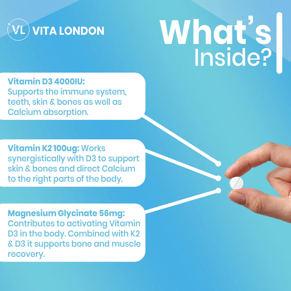 Vitamin D3 + K2 - 4000iu (180 Tablets) - Image 3