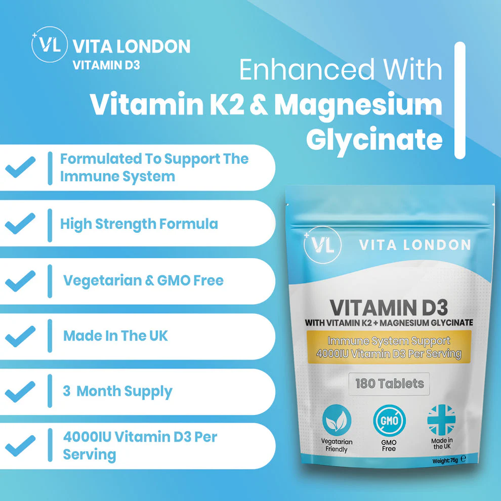 Vitamin D3 + K2 - 4000iu (180 Tablets) - Image 6